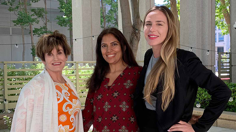 Visa employees and returners Anne Gadd Grandy, Seema Manchanda and Kimberly Hergenrader