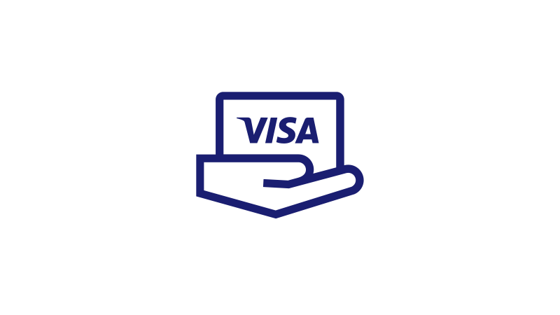 Illustration of a hand holding a Visa credit card. Illustration of a hand holding a Visa credit card.