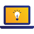 Lighted bulb displayed on a laptop screen.