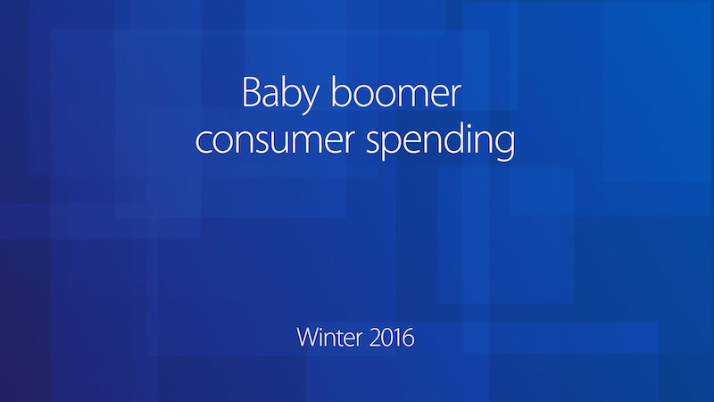 Baby boomer consumer spending. Winter 2016.