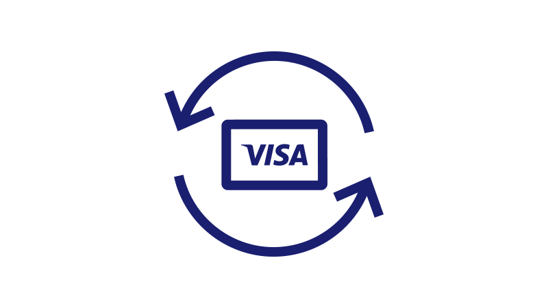 card-lifecycle-icon-one-color-800x450 Visa card circled with reverse arrows.