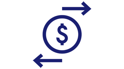 Illustration of dollar symbol enclosed in a circle with 2 arrow marks pointing in the opposite directions. Illustration of dollar symbol enclosed in a circle with 2 arrow marks pointing in the opposite directions.