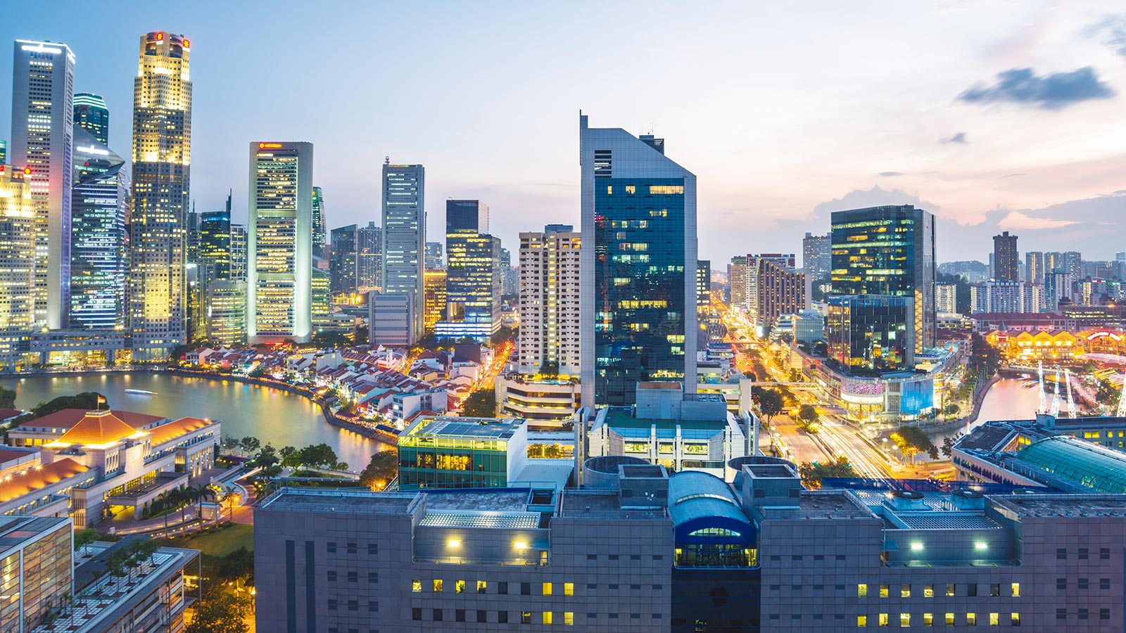Cityscape at dawn. Cityscape at dawn.