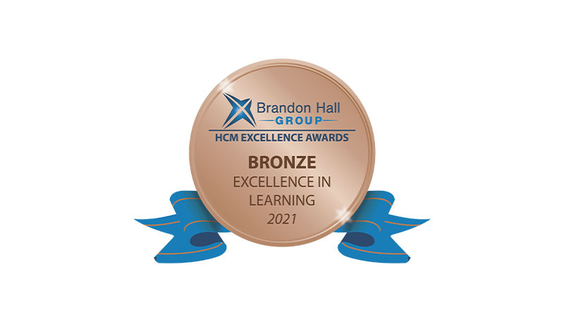 Brandon Hall Group HCM Excellence Awards. Bronze Excellence in learning 2021.