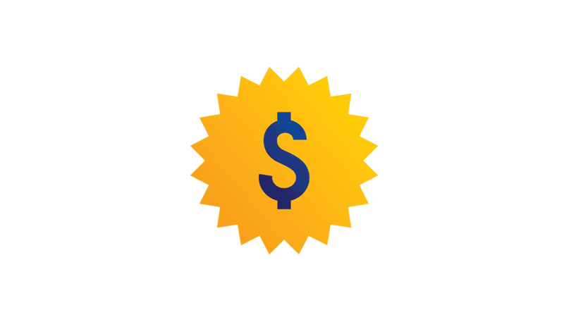 dollar sign inside a starburst shape
