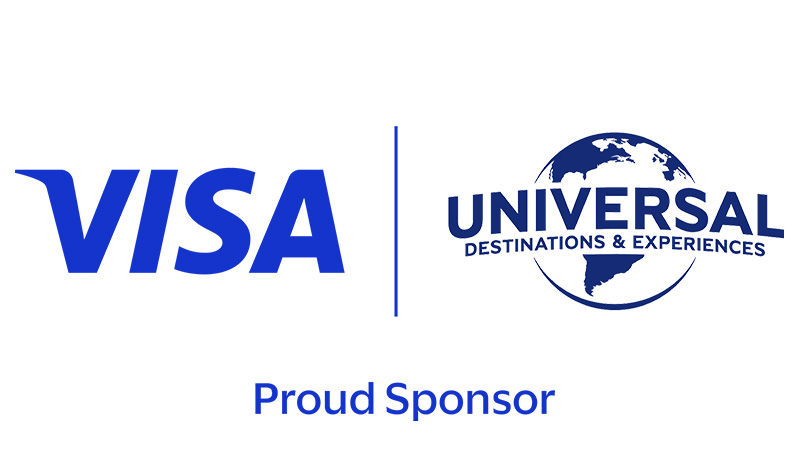 Visa and Universal Parks & Resorts logos. Proud Sponsor.