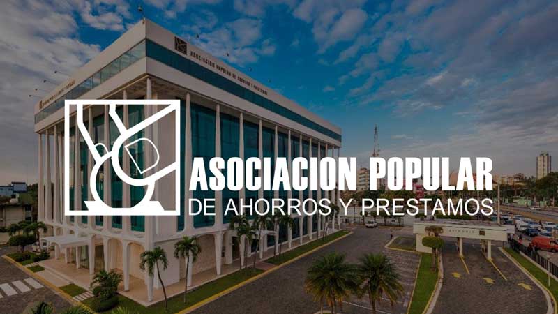 Asociacion Popular de ahorros y prestamos logo overlaying imagery of the Asociacion Popular building.