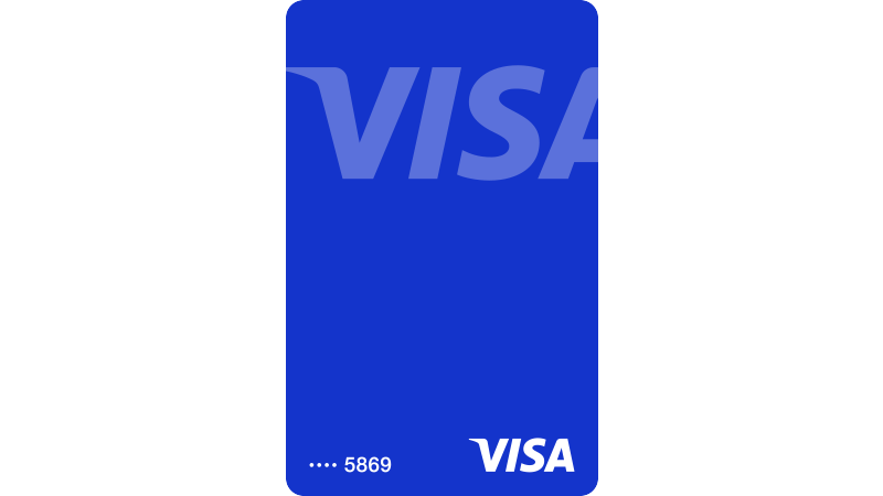 Visa credit card with Visa logos.
