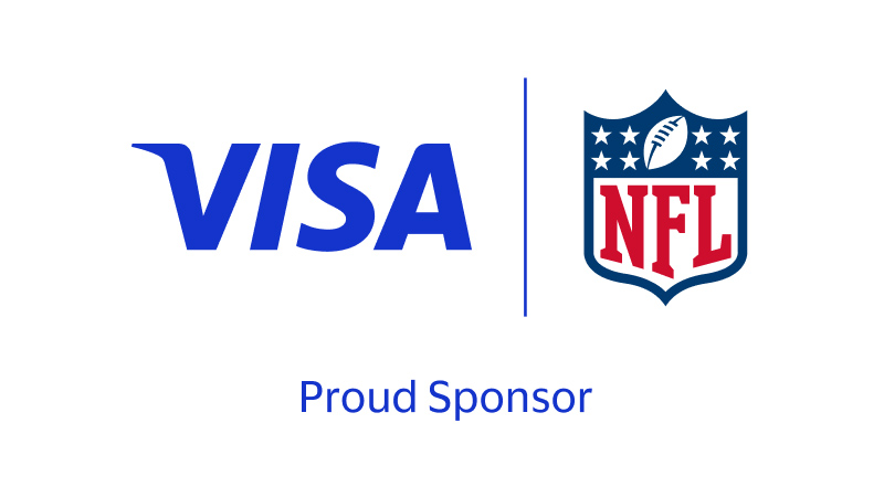 Visa and NFL logos and copy that says “Proud Sponsor.”