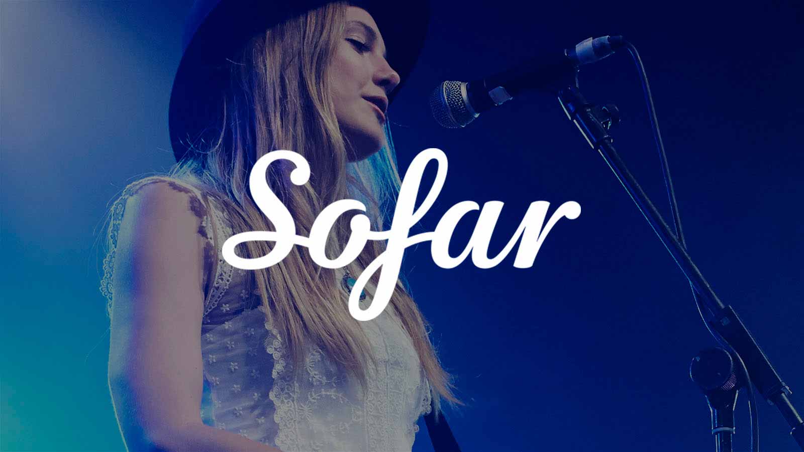 Sofar logo superimposed on image of woman singing.