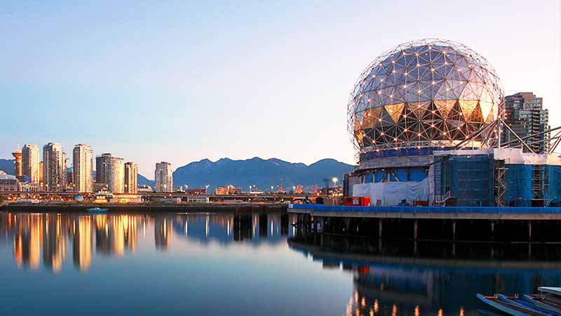 Wide angle view of Vancouver Science Center in Vancouver, Canada.